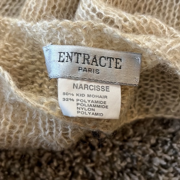 Vintage Entracte Paris fine knit sweater too long sleeve Mohair stretch casual 1 - Picture 5 of 5